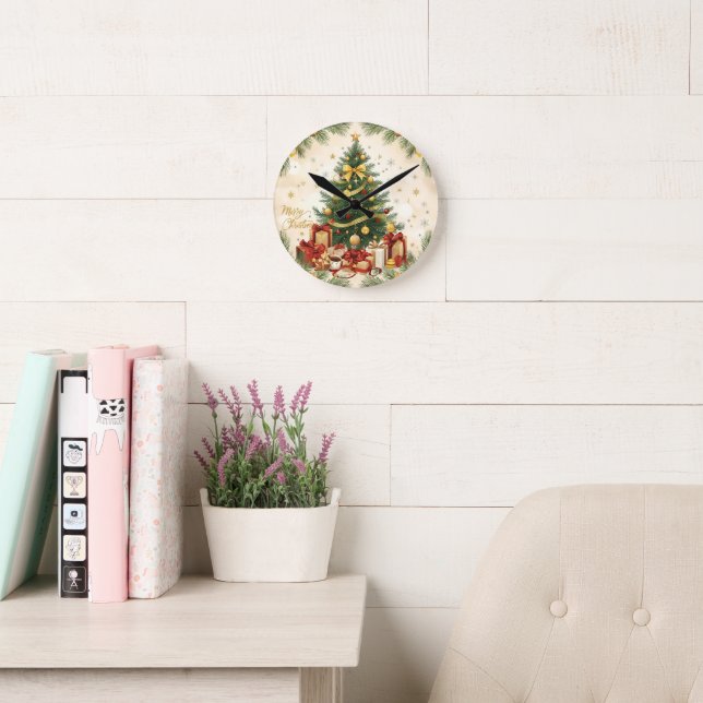 Cozy Merry Christmas – Festive Tree Rund Klocka (Läsesal)