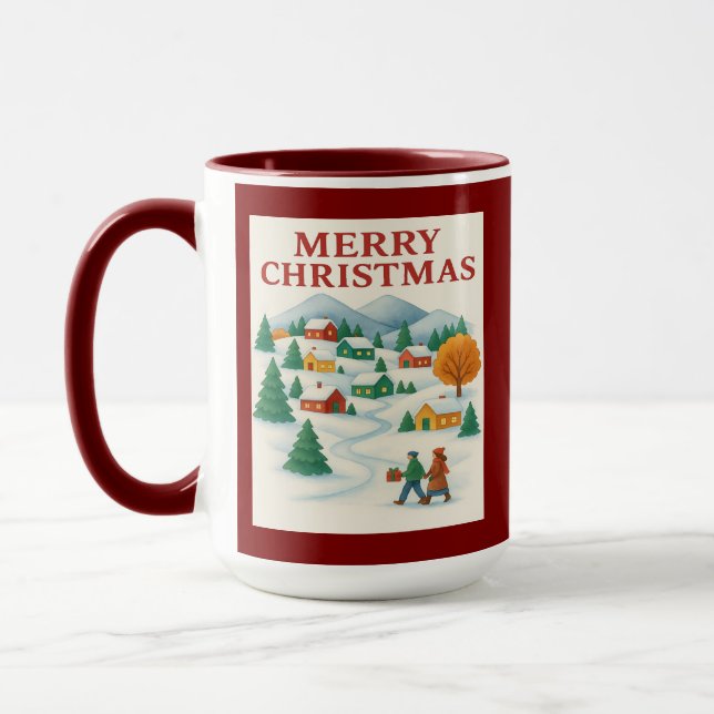 Cozy Merry Christmas Winter Village Mug Mugg (Vänster)