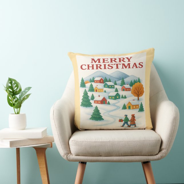 Cozy Merry Christmas Winter Village Pillow Kudde (Stol)