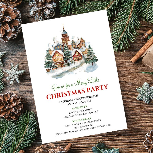 Cozy minimalist Christmas scene holiday invitation Inbjudningar (Cozy minimalist Christmas scene holiday invitation)