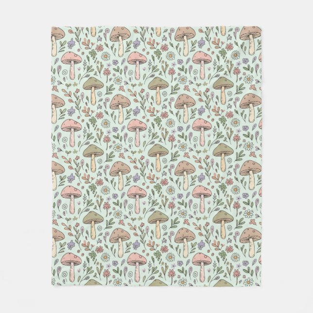 Cozy Mint Green Fungi | Gender Neutral Baby Shower Fleecefilt (Framsidan)