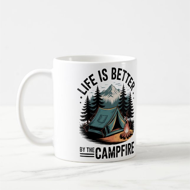 Cozy Nature Adventure Camping Campfire Mountain  Kaffemugg (Vänster)