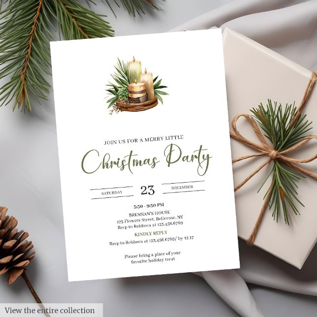 Cozy Neutral Earthy Rustic Minimalist Christmas   Inbjudningar (Cozy Neutral Earthy Rustic Minimalist Christmas Party Invite)