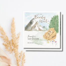 Cozy Neutral Watercolor Bear Baby Shower Pappersservett