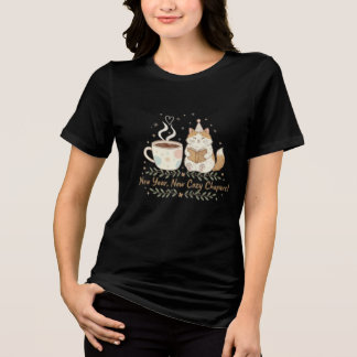 Cozy New Year Cat: Coffee & Reading Illustration T Shirt