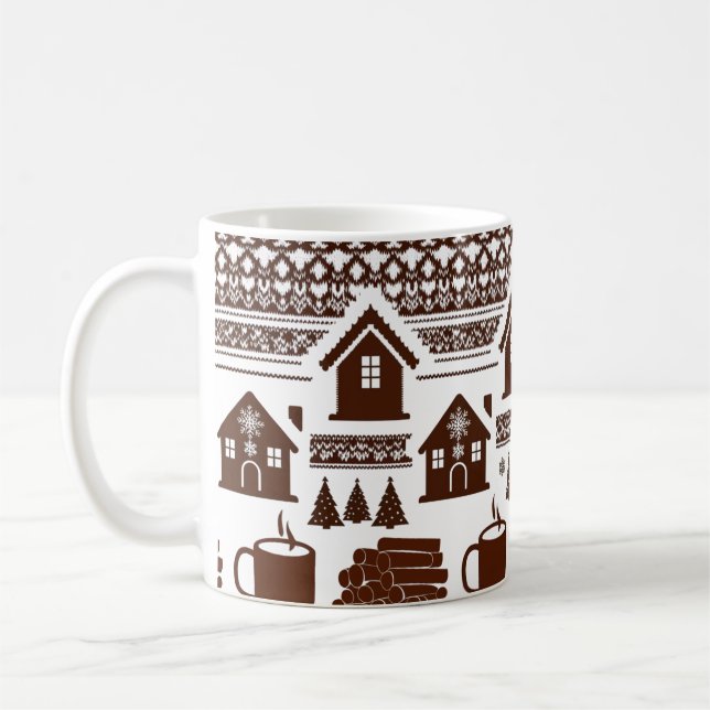 Cozy Nordic Knit Pattern Village & Mug Classic  Kaffemugg (Vänster)