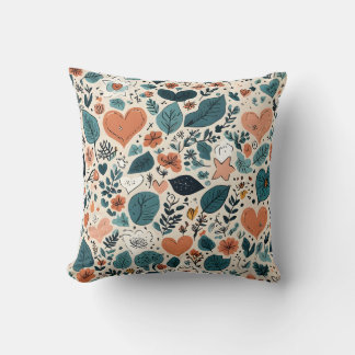 Cozy Pastel Floral & Geometric Pattern Pillow Kudde