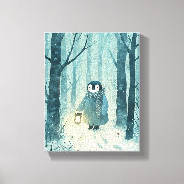 Cozy Penguin  Winter Nursery Wall Art Canvas Art (Framsida)