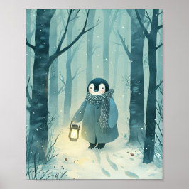 Cozy Penguin – Winter Nursery Wall Art Poster
