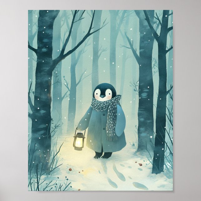 Cozy Penguin – Winter Nursery Wall Art Poster (Framsidan)