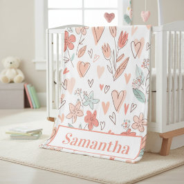 Cozy Personalized Floral Heart Fleecefilt