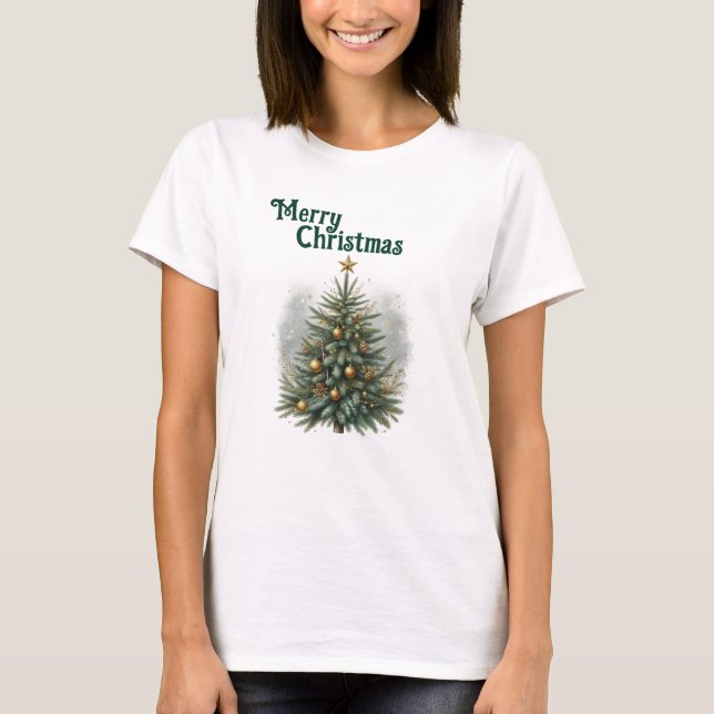 Cozy Pine Christmas Tree  T Shirt (Framsida)