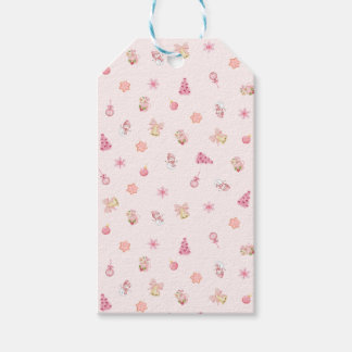 Cozy Pink Christmas Pattern Presentetikett