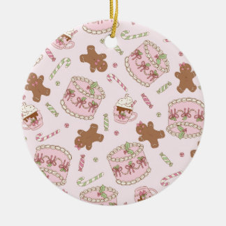 Cozy Pink Pastel Cake & Bow Christmas Apron Julgransprydnad Keramik