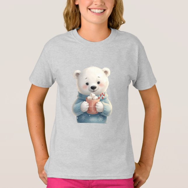 Cozy Polar Bear Cub – Kids Christmas Tee (Framsida)