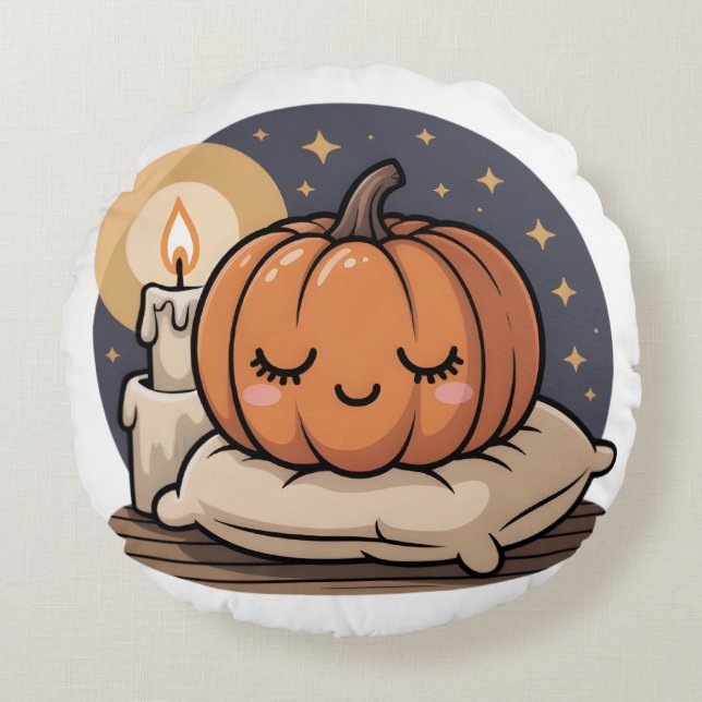 Cozy Pumpkin Dream Pillow Rund Kudde (Framsidan)