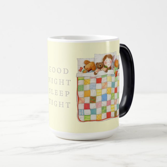 COZY QUILT Tall Morphing Mug - Gul Magisk Mugg (Framsida höger)