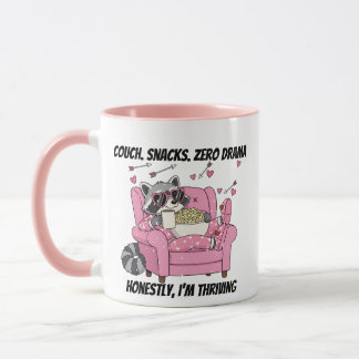 Cozy Raccoon Valentine Pajama Couch Snack Mugg