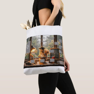 Cozy Rainy Day Squirrel Teacher Shoulder Tote Tygkasse