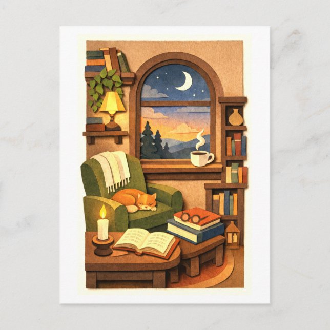 Cozy Reading Nook Vykort (Framsida)