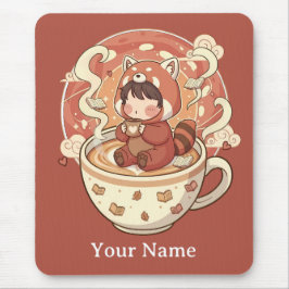 Cozy Red Panda Brew Office Mouse Pad Musmatta