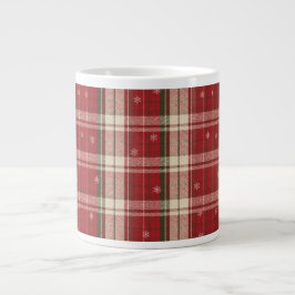 Cozy Red Plaid Snowflake Holiday Mug Jumbo Mugg