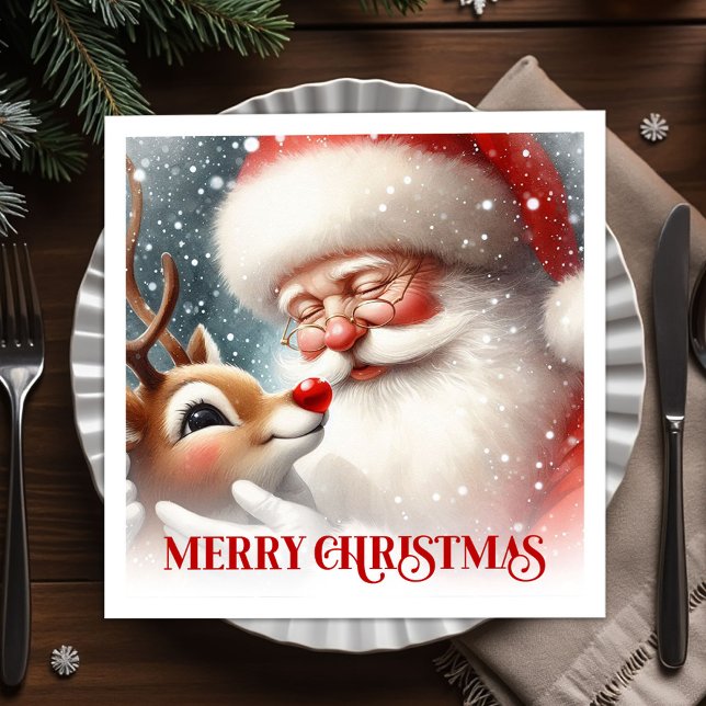 Cozy Santa and Rudolph Christmas Dinner Party   Pappersservett (Cozy Santa and Rudolph Christmas Dinner Party Napkins

)