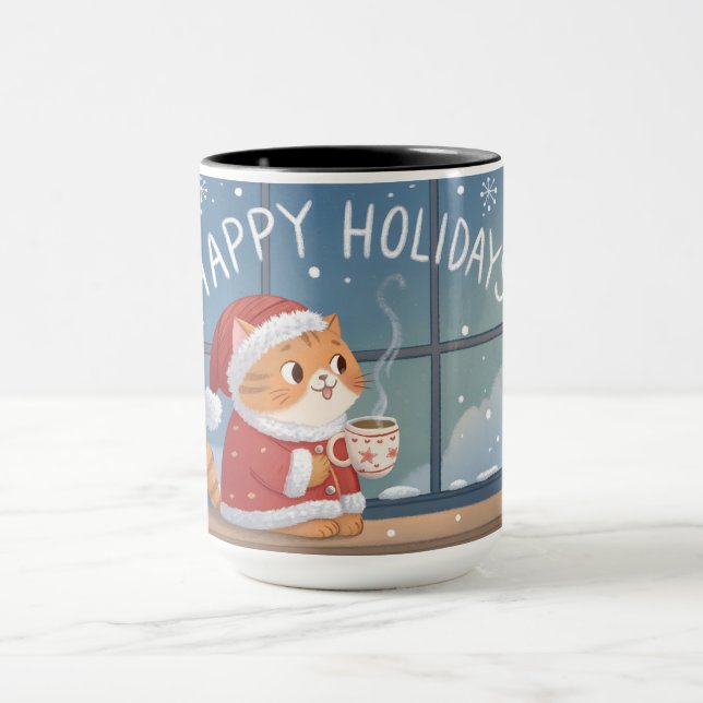  Cozy Santa Cat Holiday Mug Mugg (Center)