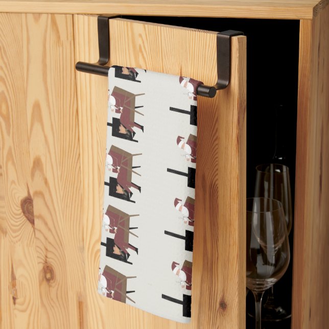 Cozy Santa Fireplace Pattern Decorative Kitchen To Kökshandduk (Thirds Fold)