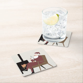 Cozy Santa Fireplace Pattern Paper Coasters Underlägg Papper Kvadrat