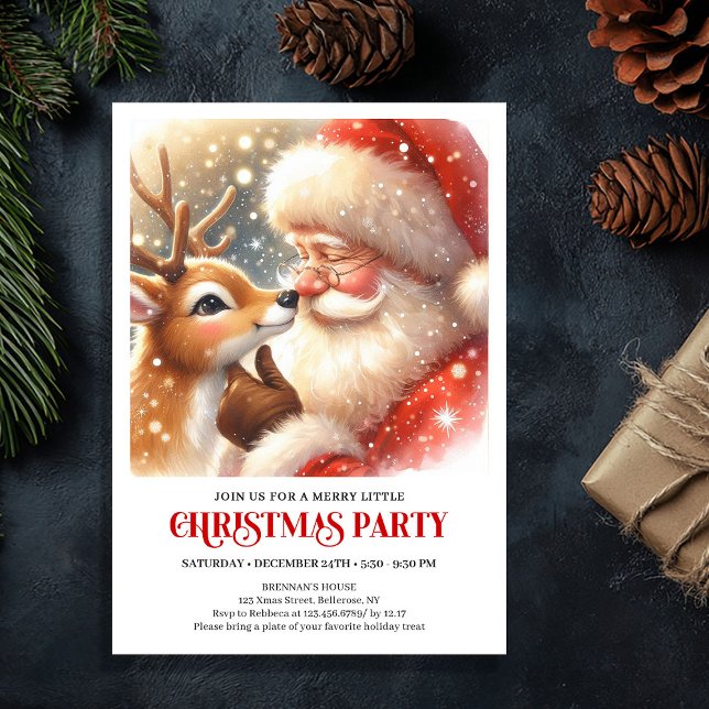 Cozy Santa Rudolph Holiday Family Cheer Winter  Inbjudningar (Cozy Santa Rudolph Holiday Family Cheer Winter Party Invite

)