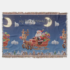 Cozy Santa Rudolph Holiday Fleece Blanket Filt