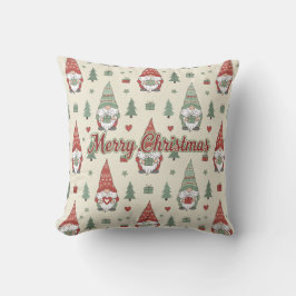 Cozy Scandinavian Christmas Gnome Throw Pillow Kudde