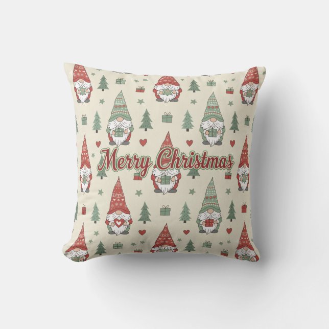 Cozy Scandinavian Christmas Gnome Throw Pillow Kudde (Framsida)