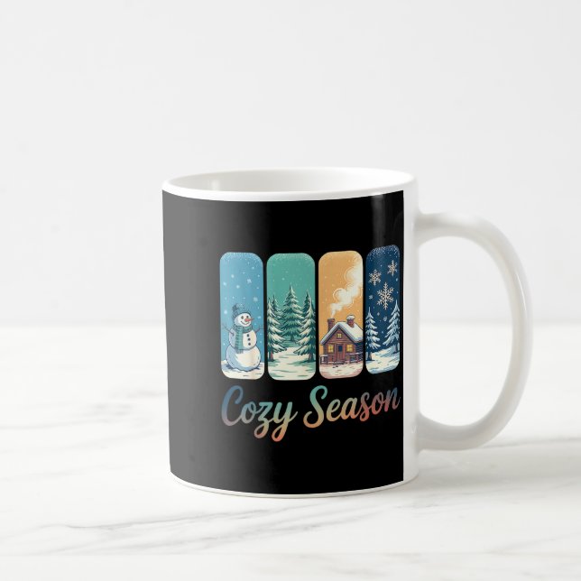 Cozy Season Winter Wonderland Cabin Snowman Snowfl Kaffemugg (Höger)