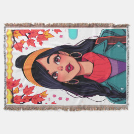 Cozy Sherpa Throw Blanket – Autumn Girl Art, Perfe Filt