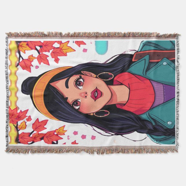 Cozy Sherpa Throw Blanket – Autumn Girl Art, Perfe Filt (Framsidan)