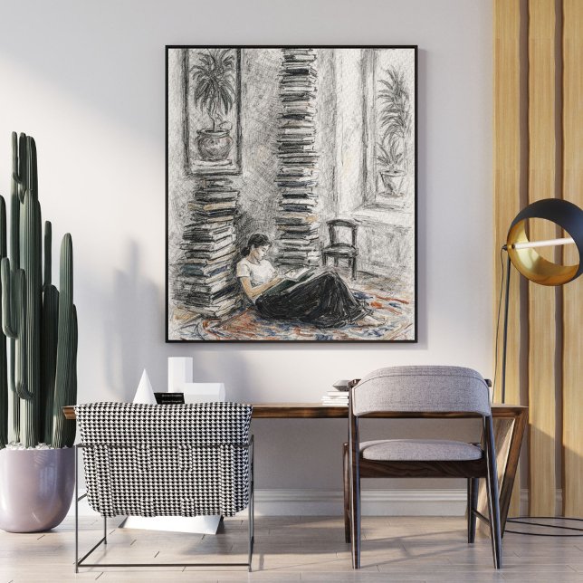 Cozy sketch | bookish wall art poster (Skapare uppladdad)