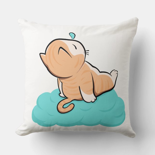 "Cozy sleeping cat on cloud" Kudde (Framsida)