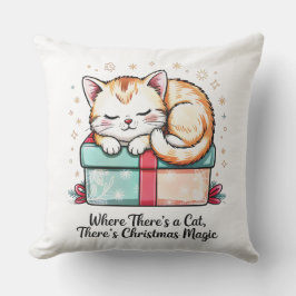Cozy Sleeping Kitten - Winter Home Decor Kudde
