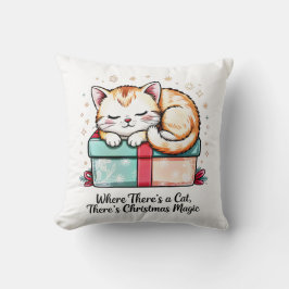 Cozy Sleeping Kitten - Winter Home Decor Kudde