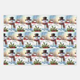 Cozy Snowman Farm Watercolor Christmas