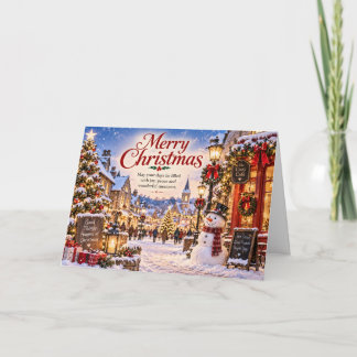 Cozy Snowy Village Christmas Card Kort