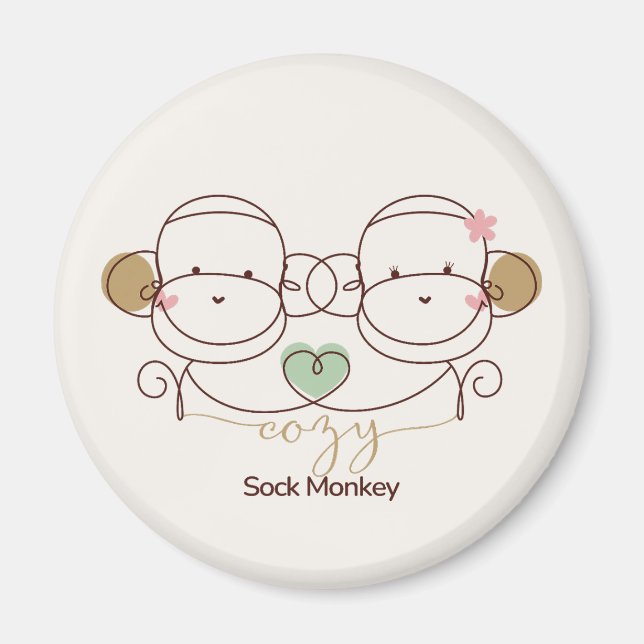 Cozy Sock Monkey Magnet (Framsidan)