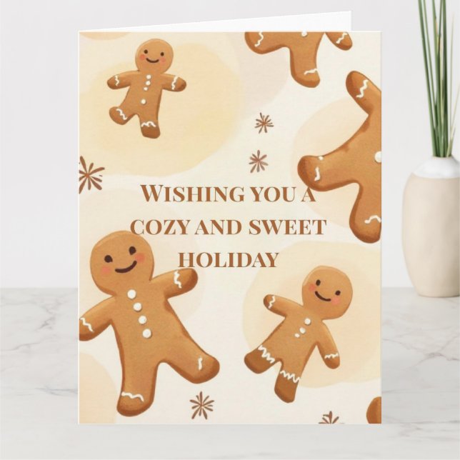 Cozy & Sweet Gingerbread Holiday Greeting Card Kort (Framsida)