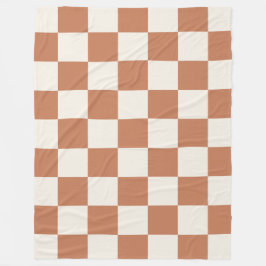 Cozy Terracotta Rust & Cream Buffalo Check Fleecefilt