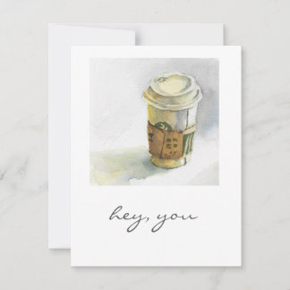 Cozy to-go Coffee Cup Watercolor Card Julkort