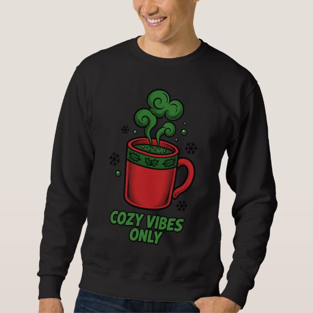  Cozy Vibes Only Winter Comic Tee Lång Ärmad Tröja (Framsida)