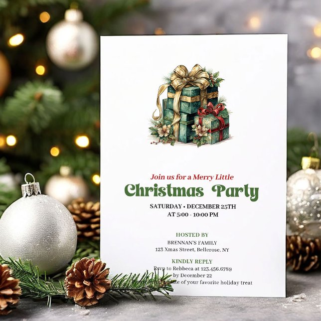 Cozy Victorian Christmas presents party invitation Inbjudningar (Cozy Victorian Christmas angel party invitation

)