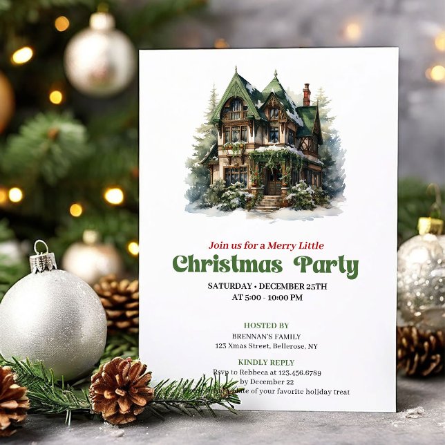 Cozy vintage Christmas house party invitation Inbjudningar (Cozy vintage Christmas angel party invitation

)
